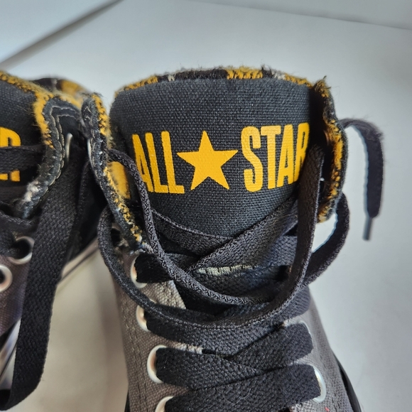 Converse Kids Black Gray Hi Top Sneakers Shoes Yellow Plaid Skater School 11 - Picture 4 of 13